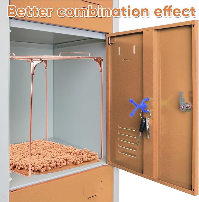 Locker Organizer Shelf and Locker Carpet Decorating Kit Suitable for School, Office Back to School Essentials (1, Rose Gold)