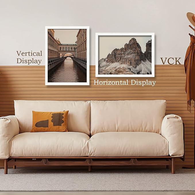 VCK 18x24 Poster Frame Set of 1 - White, Textured Exclusive Solid Wood Picture Frames with Polished Plexiglass