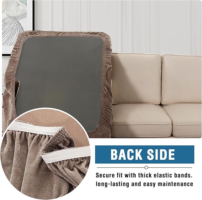 H.VERSAILTEX Sectional Couch Covers Super Stretch Chenille Couch Covers for Sectional Sofa Thick Soft Sectional Couch Covers for L Shaped Sofa Both Left/Right(Chaise Cushion Cover,Taupe)