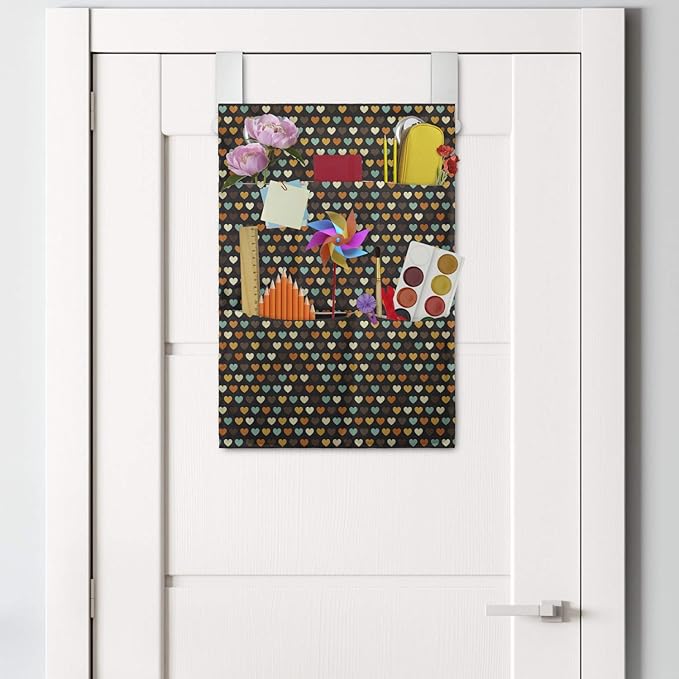 Ambesonne Love Hanging Pocket Organizer, Mini Pattern with Symmetric Tiny Heart Shapes Valentine's Day Themed Illustration, Printed Polyester Storage Bag with Pockets, 14" x 20", Multicolor