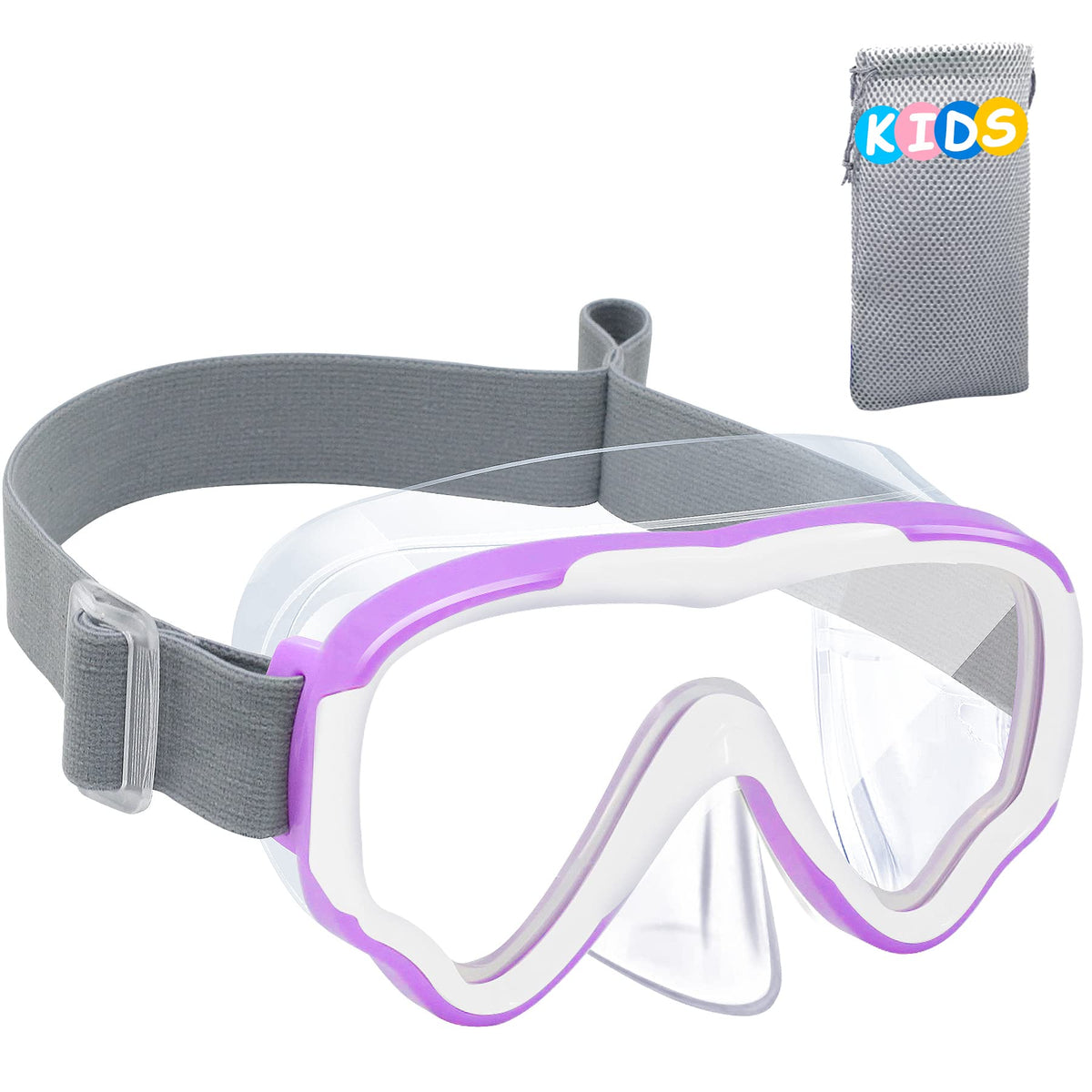 Vvinca Kids-Goggles with Nose Cover, Diving Mask Elastic Fabric Strap Anti Fog Anti Shattered Lens for Kids Swim Goggles 3-14