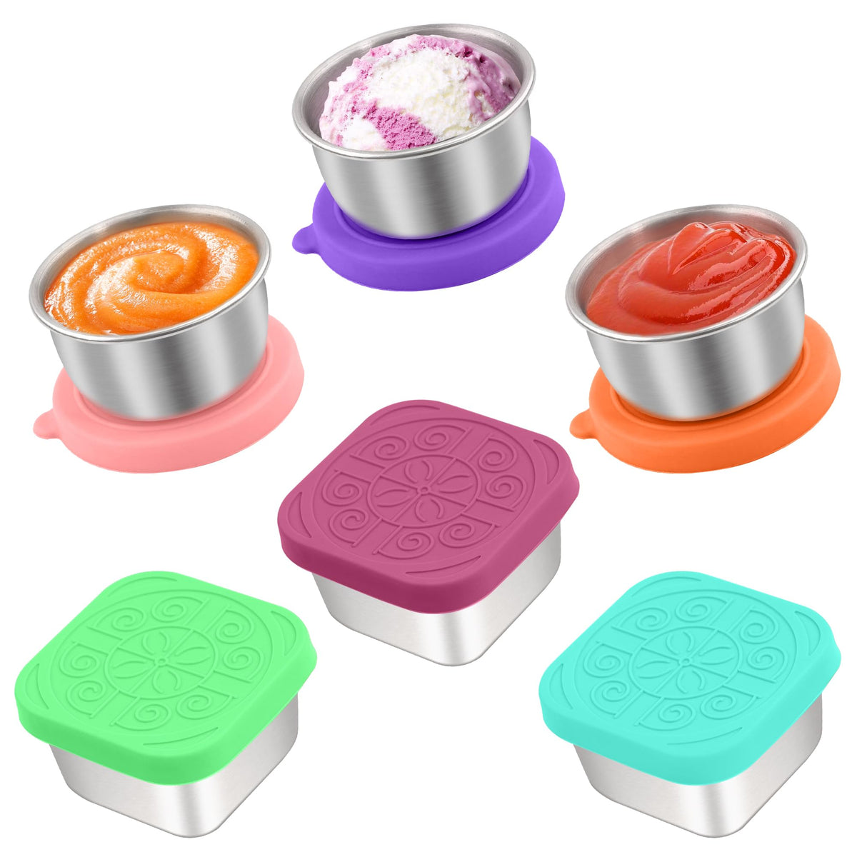 6x1.6 Oz Salad Dressing Containers With Lids, Small Leakproof Reusable Stainless Steel Salad Dressing Container To Go For Lunch Boxes,Sauce containers, Picnics,Travel Meal Prep And Kitchen Storage.