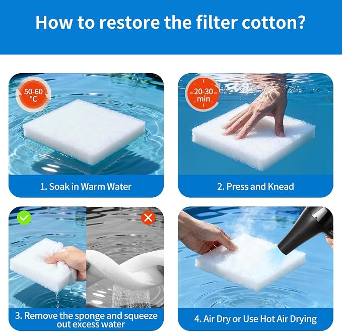 2" Thick Koi Pond Filter Pad, Pond Filter Media, Pond Filter Material White