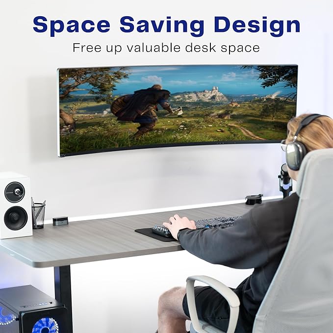 VIVO Full Motion Ultrawide Monitor Wall Mount, Fits Ultra-Wide Screens up to 49 inches and 44 lbs, Tilt and Swivel Arm, White, MOUNT-VW01MW