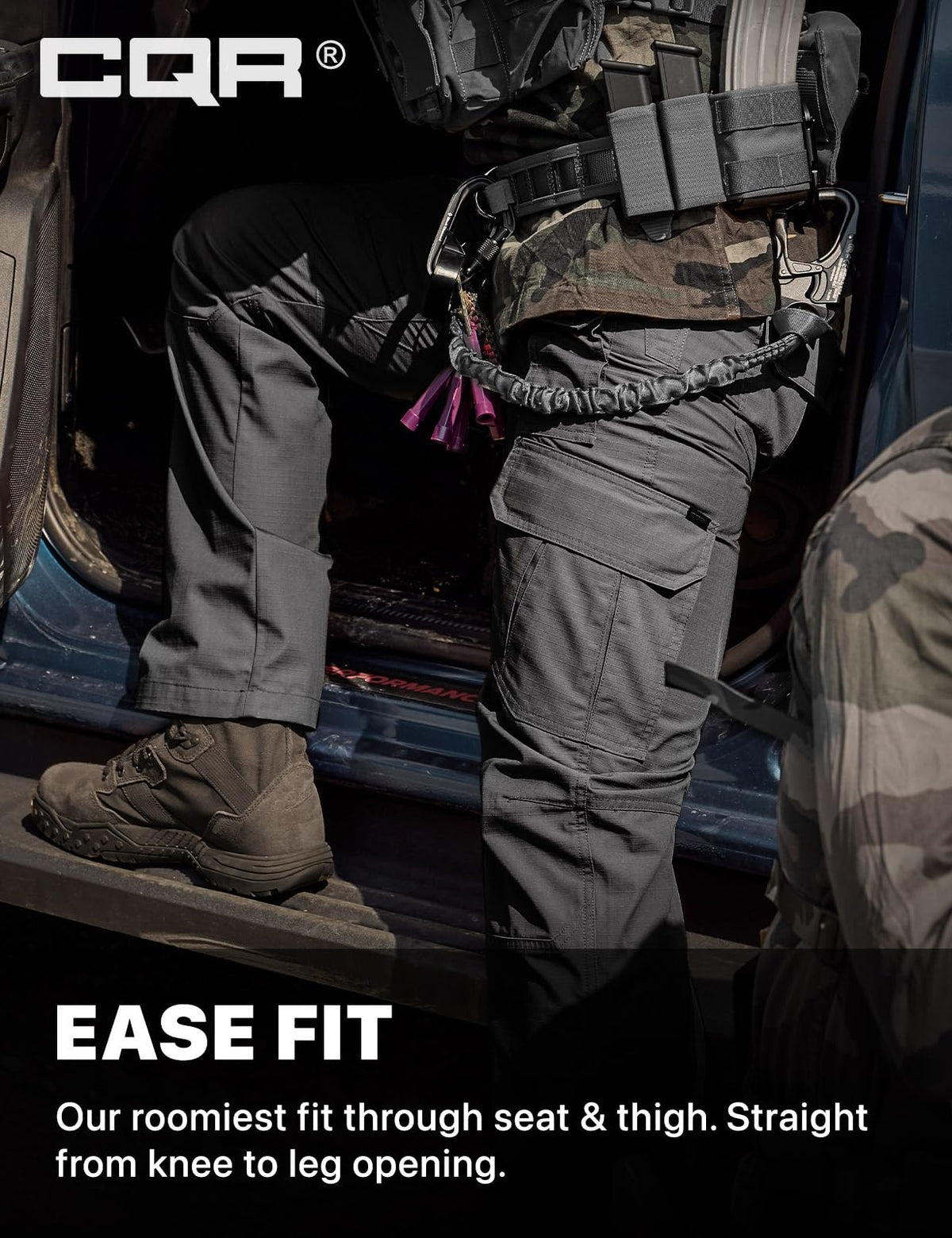 CQR Men's Tactical Pants, Water Resistant Ripstop Cargo Pants, Lightweight EDC Work Hiking Pants, Outdoor Apparel, Duratex Mag Pocket Charcoal, 36W x 30L
