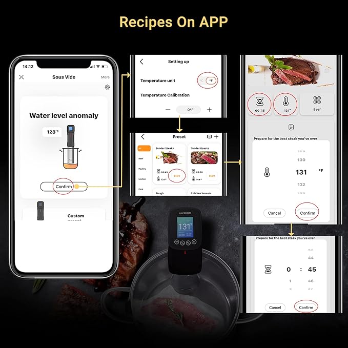 INKBIRD WIFI Sous Vide Cooker Bundle with 30 Sous Vide Bags and Pump,1000 Watts Sous Vide Starter Kits, Recipes on APP,1000W Sous-Vide Machine for Steak and Sous Vide Bags Package