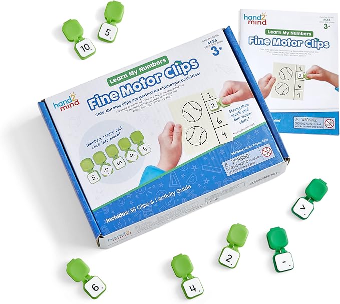 hand2mind Learn My Letters and Numbers Fine Motor Clips Bundle - Alphabet and Math Activities for Toddlers