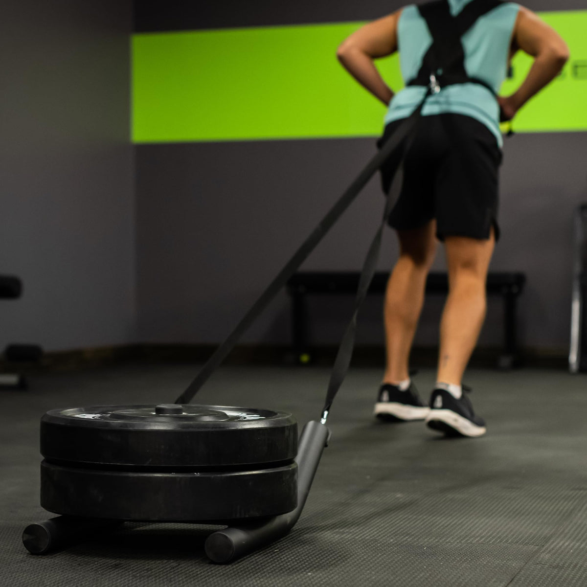 Rage Fitness R2 Weight Training Pull Sled with Harness. 90 LBS Capacity & 6.5 Feet Strap. Power Speed Sled Ideal for Endurance and Weight Training. Compatible with Bumper Plates (Black)