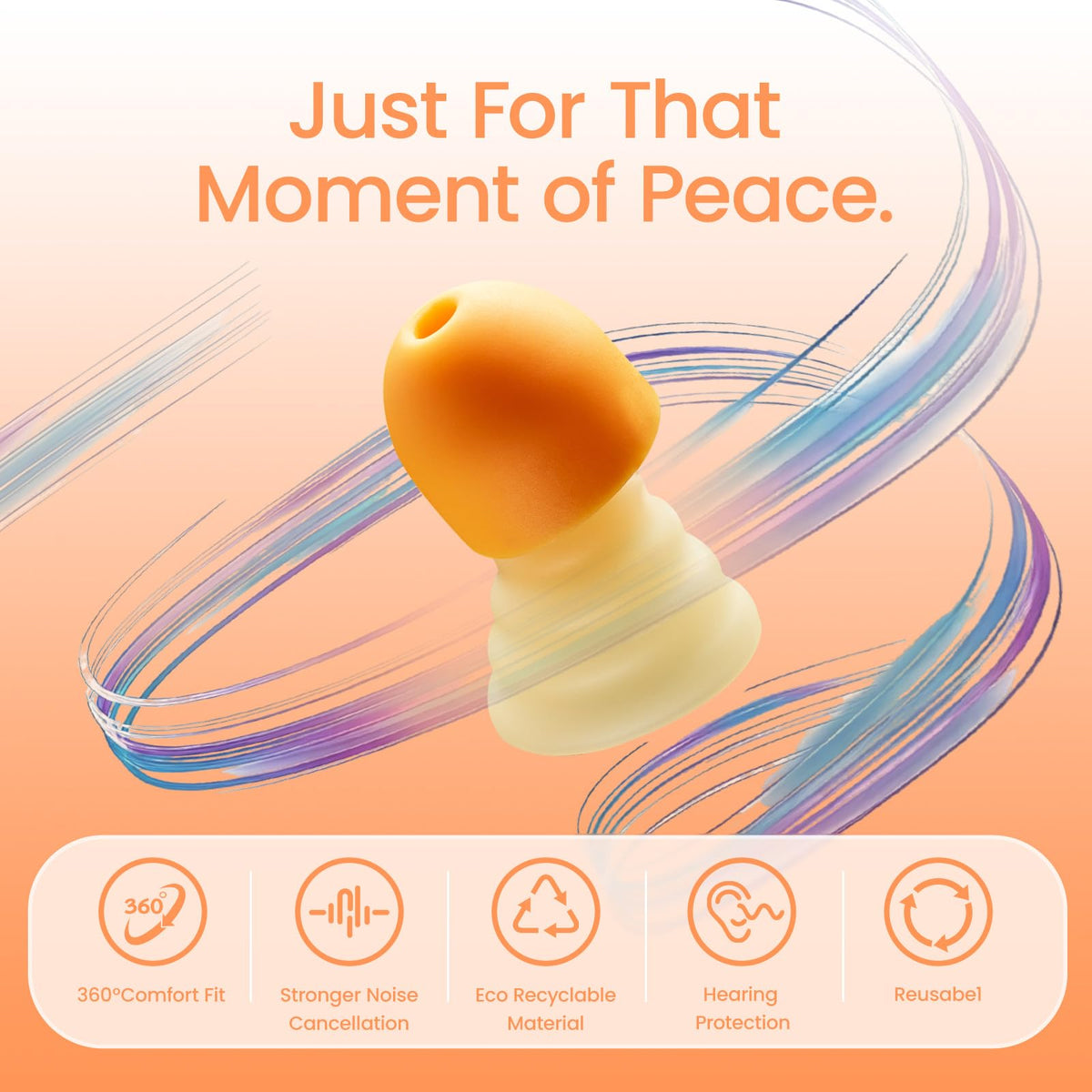 ZEROPLUS Ear Plugs for Sleeping Side Sleeper,Comfortable Ear Plugs for Noise Reduction-26 dB, 360 Rotating Fit&3 Adjustable Sizes, Ideal for Sleep,Focus,Travel and Those Sensitive to Noise