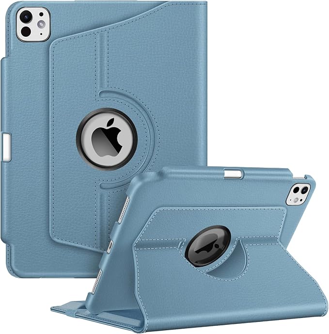 Fintie Rotating Case for iPad Pro 11-inch (M5) 2025 / (M4) 2024 - [Built-in Pencil Holder] 360 Degree Swiveling Smart Stand Protective Cover, Auto Sleep/Wake, Ocean Blue