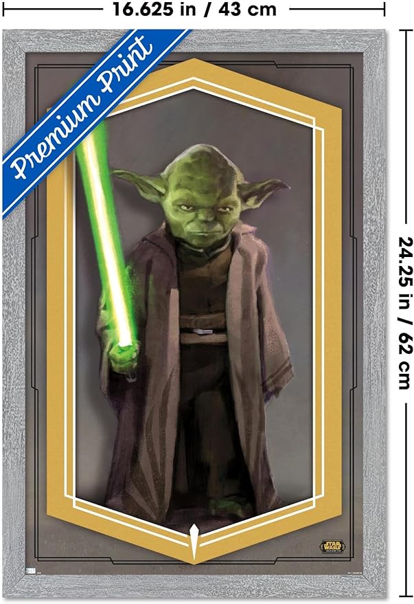 Trends International Star Wars: The High Republic - Yoda Wall Poster, 22.4L x 14.7W, Gray Framed Version
