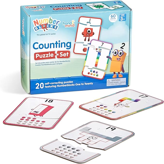 hand2mind Numberblocks Counting Puzzle Set, Number Puzzle, Counting Games for Kids Ages 3-5, Numbers for Toddlers, Math Games for Kids, Matching Game, Educational Toys, Preschool Learning Activities