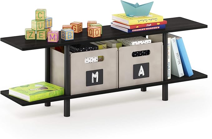 Furinno Turn-N-Tube 2-Tier Multipurpose Wide Shelf, Espresso/Black