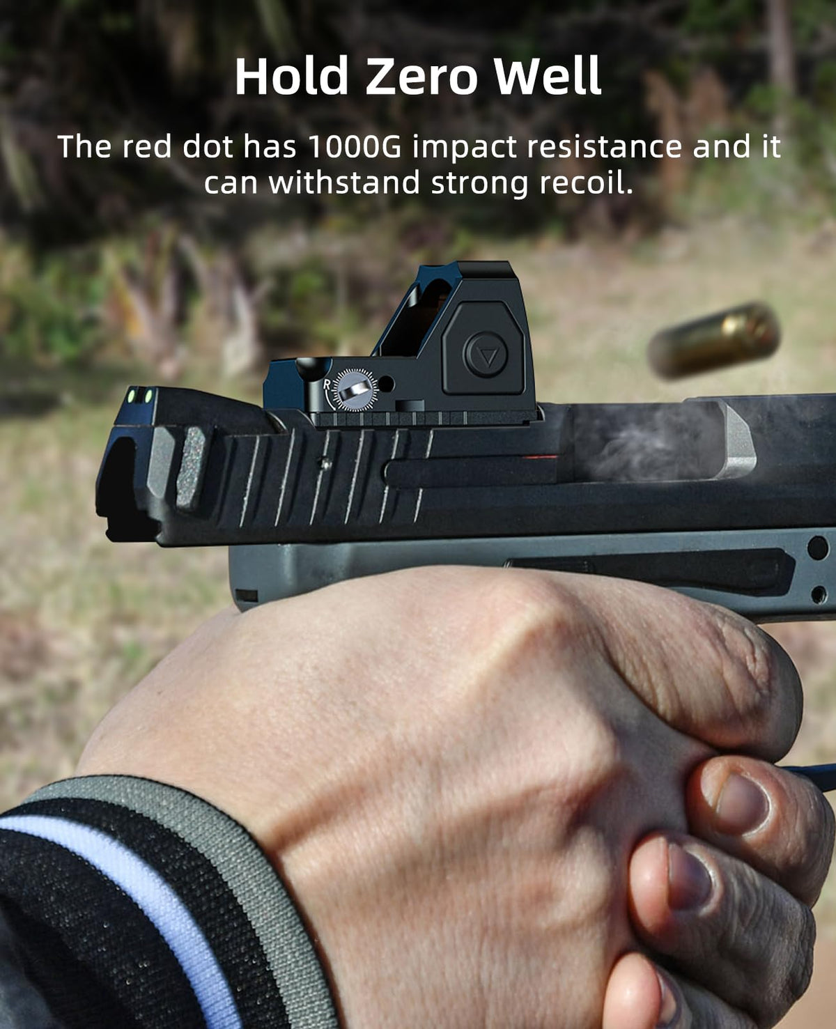 EZshoot Full-Sized Red Dot, Motion Awake Optic for Pistols, 2MOA Dot, 12 Brightness Adjustment Red Dot Scope, Suitable for RMR, Open Reflex Optics with Adapter Plate for MOS and 21mm Picatinny Base