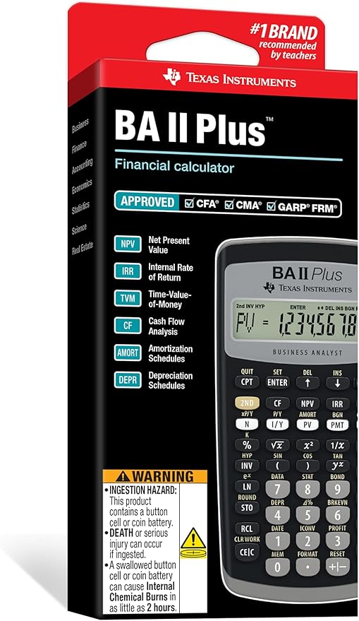 Texas Instruments BA II Plus Financial Calculator, Black Medium