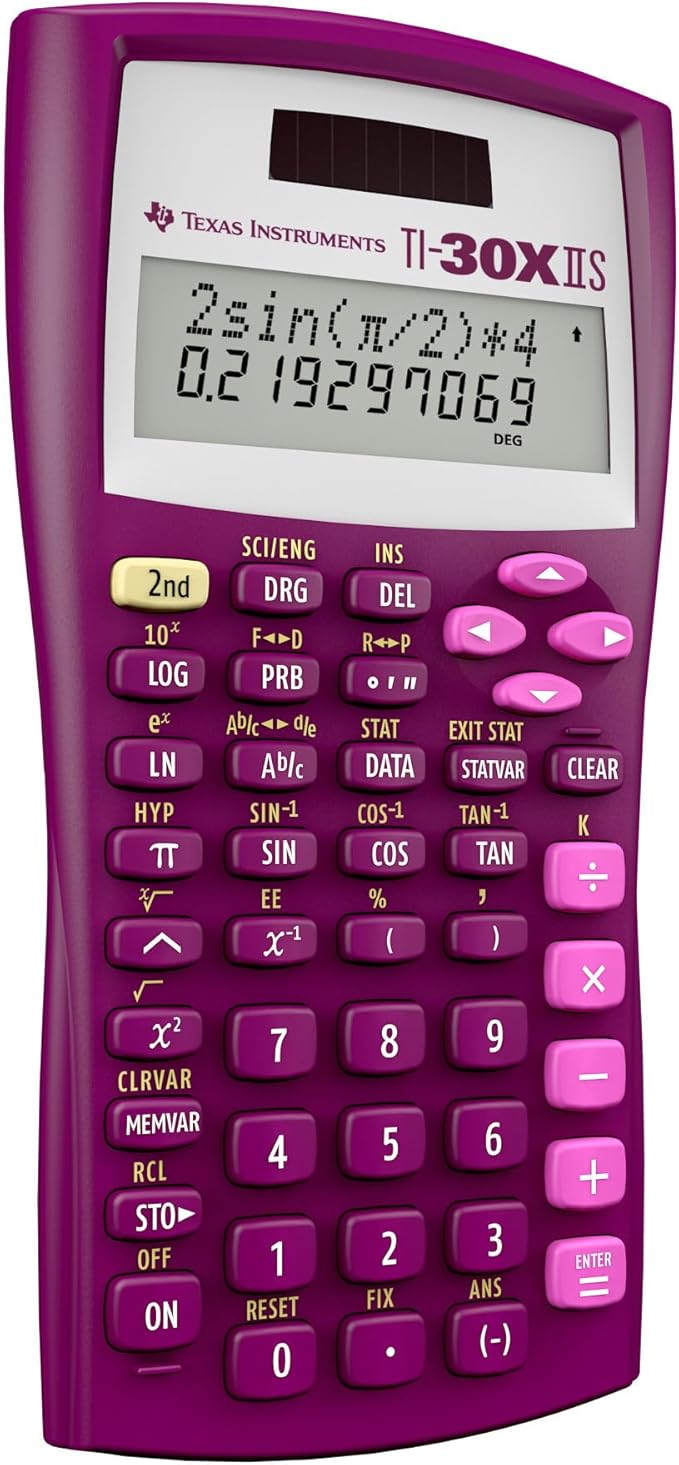 Texas Instruments TI-30XIIS Scientific Calculator, Raspberry Small