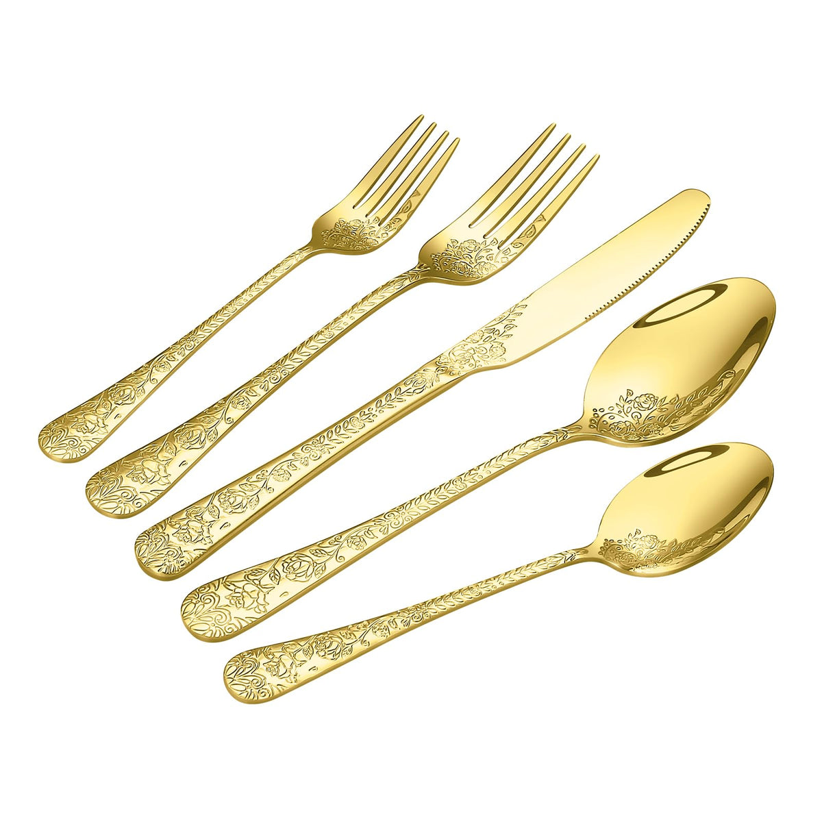 Gold Silverware Set,50-Piece Stainless Steel Flatware Set for 10