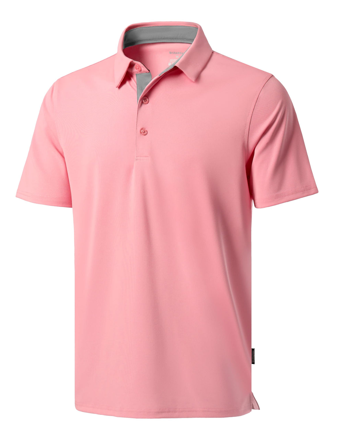 Men's Golf Shirts Dry Fit Moisture Wicking Performance Short Sleeve Collared Polo Shirts for Casual Athletic Business (Pink, L)