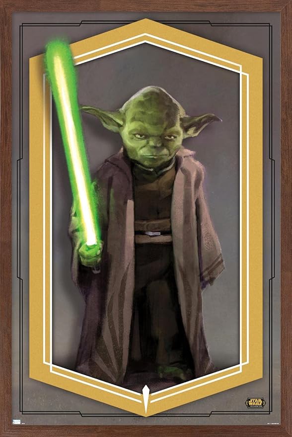 Trends International Star Wars: The High Republic - Yoda Wall Poster, 14.725" x 22.375", Mahogany Framed Version