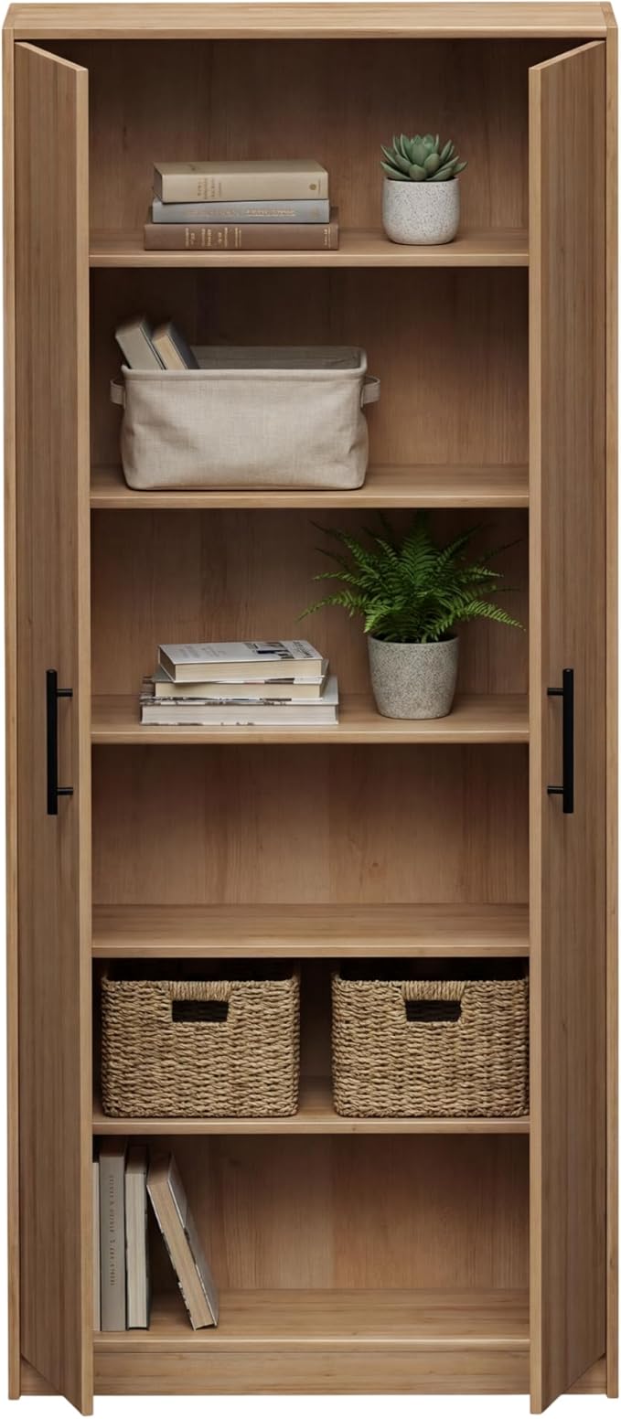 Prepac 72" Tall Storage Cabinet with Doors and Shelves – Wood Utility Cabinet for Garage, Office, or Pantry