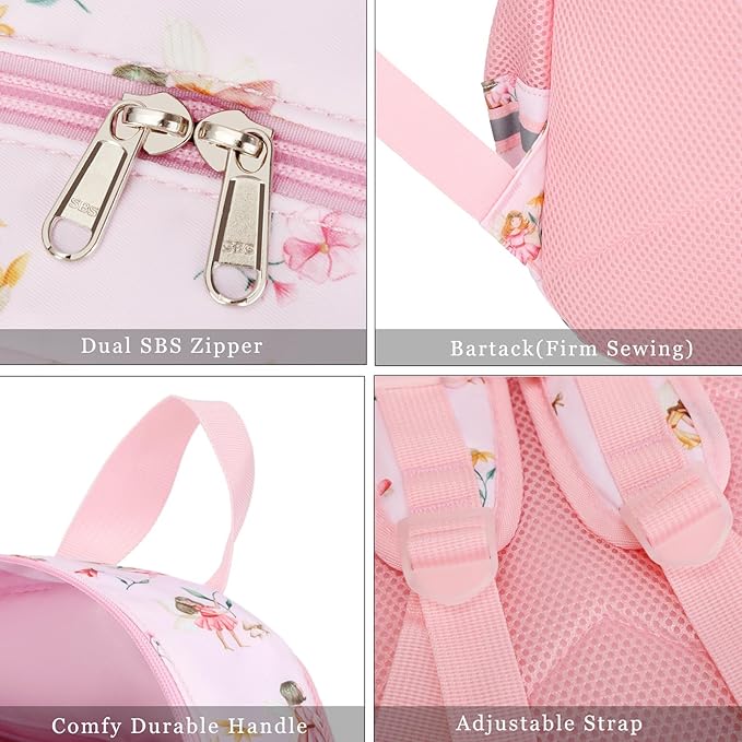 DSIUE Kids Backpack for Girls Elementary BookBags Teens School Backpack with Lunch Box Flower Fairy Pink