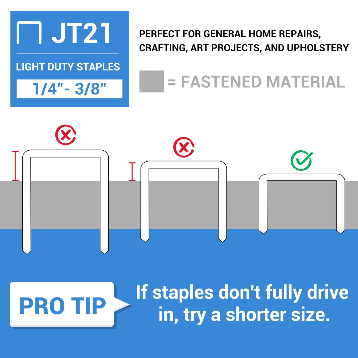 meite JT21 Staples, 1/4 Inch Galvanized Fine Wire Staples for Staple Gun - 5,000 Counts, 7/16" Crown JT21 Staple Refill, Ideal for Upholstery, Crafts, Furniture