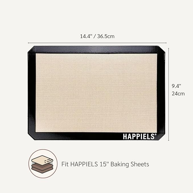 HAPPIELS Baking Mats for 15 inch Baking Sheets 2-Pack Nonstick