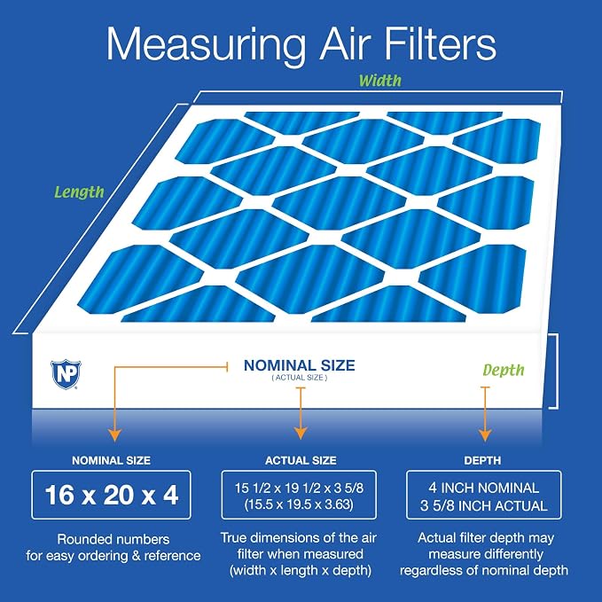 Nordic Pure 16x20x4 Pleated MERV 7 Air Filter 1 Pack