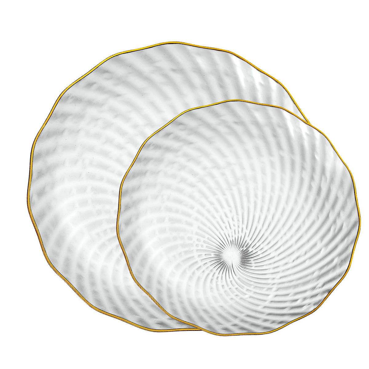 PLASTICPRO 60 Pack Plastic Plates Set of 30-10 inch Plates and 30-7 inch Plate, Elegant Clear Pink Spiral and Gold Rim Disposable Fancy Dishes Heavyweight
