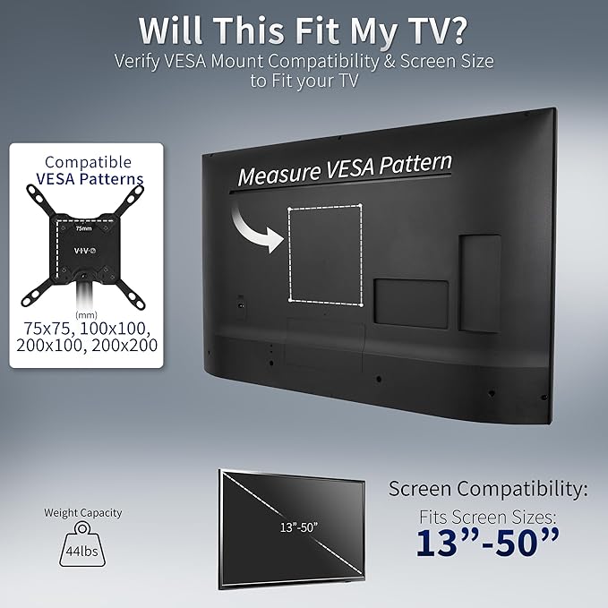 VIVO TV Floor Stand for 13 to 50 inch Screens up to 44 lbs, LCD LED OLED 4K Smart Flat, Curved Monitor Panels, Max VESA 200x200, Extra Tall Pole for Treadmills and Ellipticals, Black, STAND-TV17