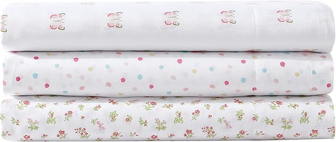 Laura Ashley Kids - Full Size Sheet Set, Soft & Wrinkle-Resistant Toddler Bedding, Fun & Whimsical Bedroom Decor, Ideal Girl Room Essentials (Mae Pink)