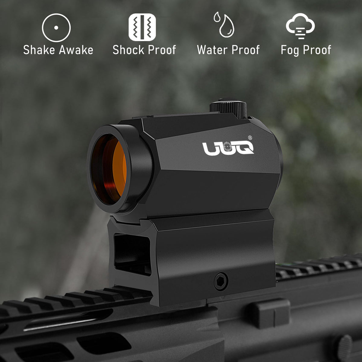 UUQ Prince7 Compact Red Dot Sight, Motion Awake 2 MOA Red Dot,1x20mm 11-Level Brightness Optic, with Absolute Co Witness Riser, IPX7 Waterproof, 1000G Shockproof Rifle Scope,Fits 20mm Rail Mount
