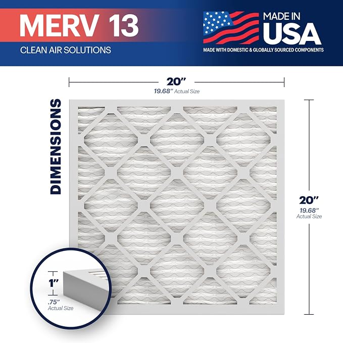 BNX TruFilter 20x20x1 MERV 13 AC Furnace Air Filter