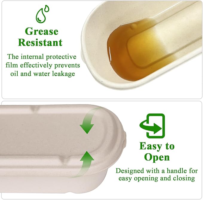 34 oz Disposable Food Containers with Lids, Meal Prep Containers, 50 Pack