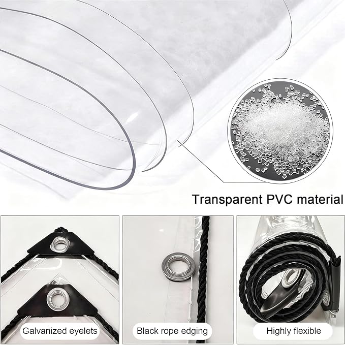 Transparent Tarpaulin Side Panels, Outdoor Clear Tarp Curtains