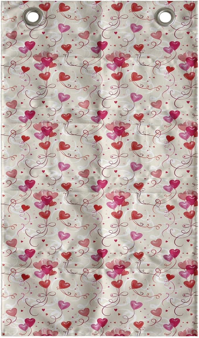 Ambesonne Valentine's Day Hanging Pocket Organizer, Print of Heart Shaped Balloons Flying Up with Mini Hearts, Printed Polyester Storage Bag with Pockets, 21" x 31", Eggshell Vermilion