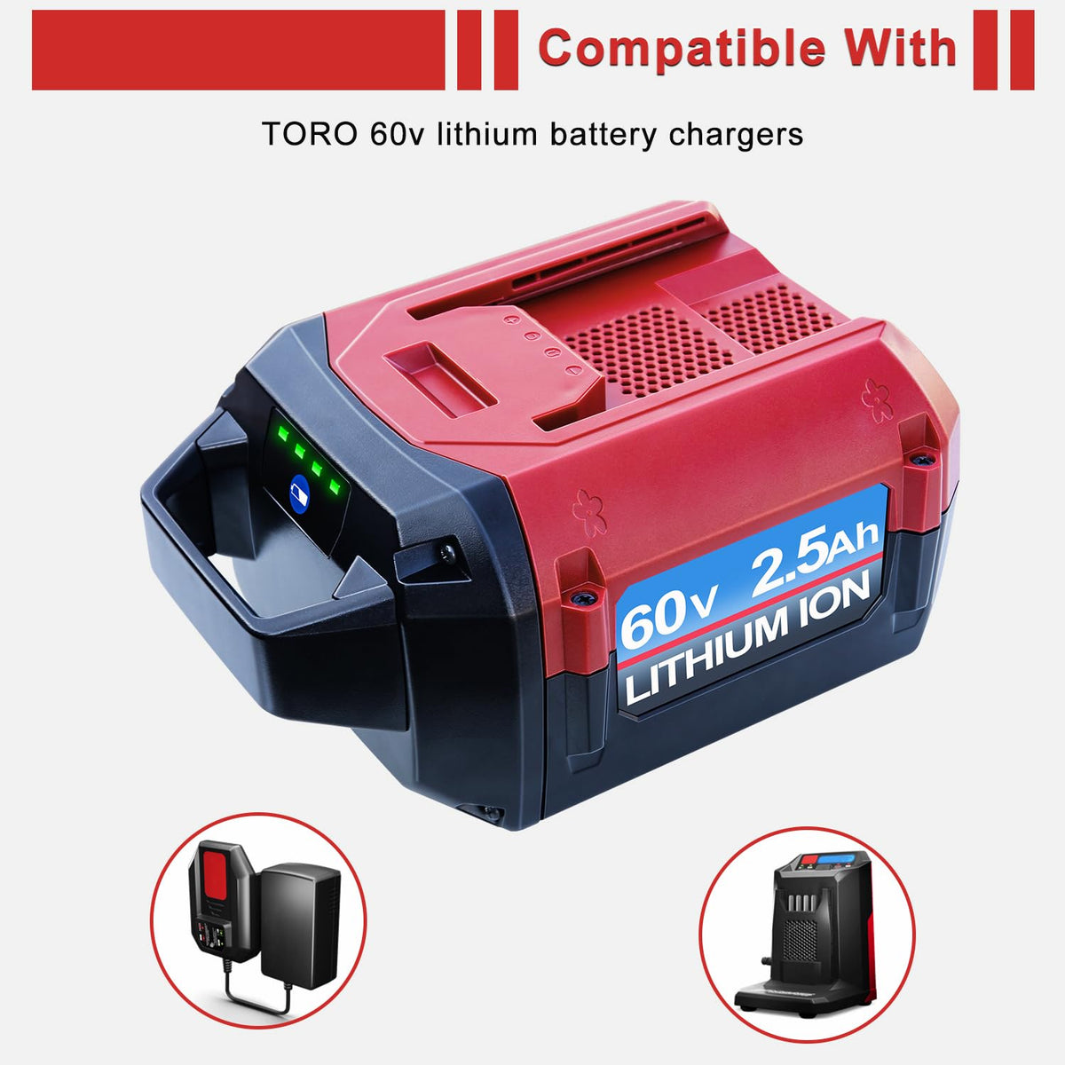 DTK Battery Replacement for Toro 60V Battery 2.5Ah 60V Battery