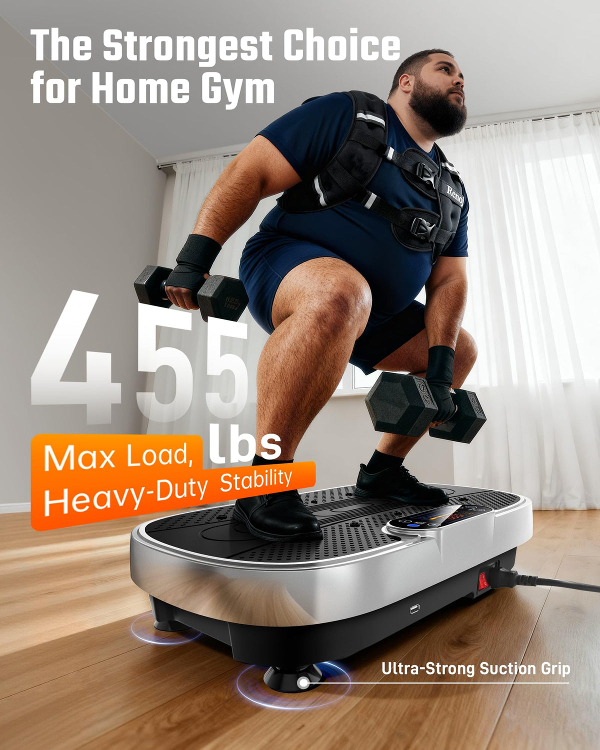 Vibration Plate Exercise Machine for Weight Loss and Lymphatic Drainage - 330lbs Capacity Vibrating Platform for Home Gym Workout, Full Body Shaker Pilates Equipment with Loop Bands for Women and Men