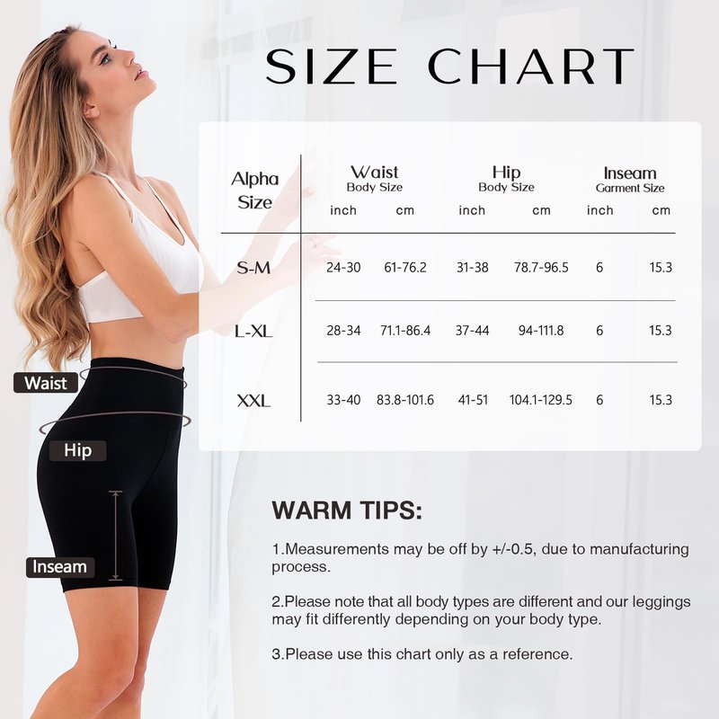 Leafigure 2 Pack Biker Shorts for Women 6" High Waisted Gym Shorts for Yoga Workout Black L-XL