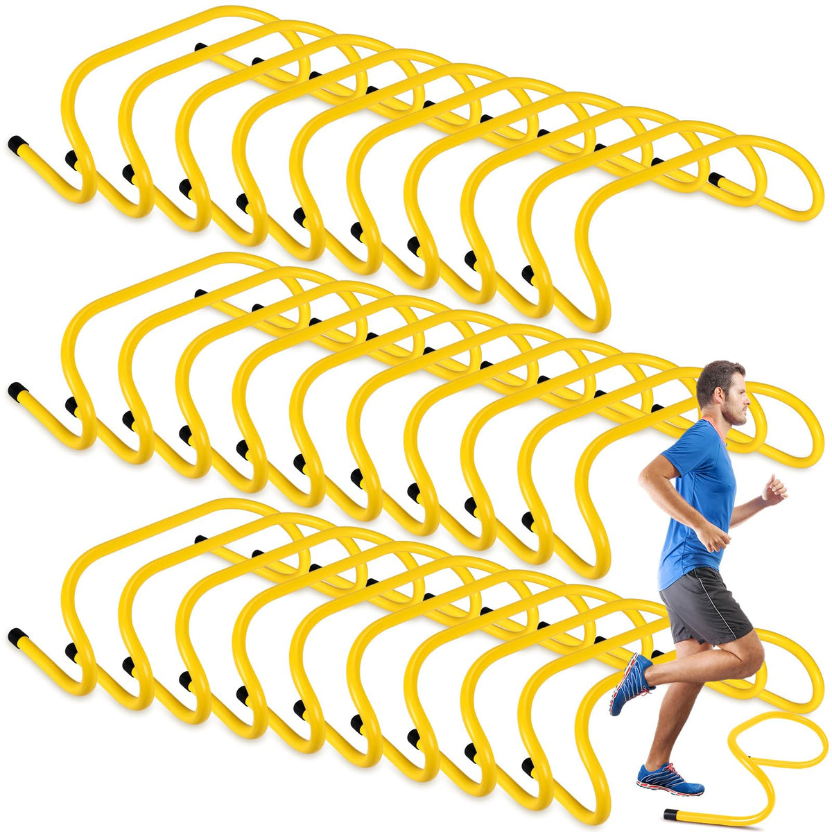 Wettarn 30 Pcs 6" Speed Agility Training Hurdles Plyometric Practice Agility Hurdle for Adults, Athletes, Basketball, Baseball, Soccer, Football Indoor Outdoor Sports Equipment(Yellow)