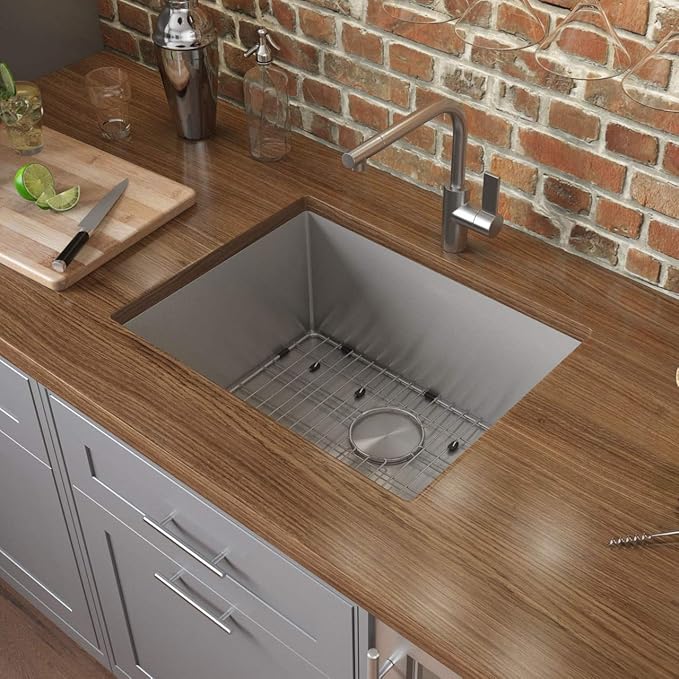 Ruvati 27-inch Rounded Corner Undermount Kitchen Sinks Single Bowl – Durable 16 Gauge Stainless Steel Kitchen Sink with Brushed Finish hides scratches, Easy-to-Clean Undermount Sink - RVH7127