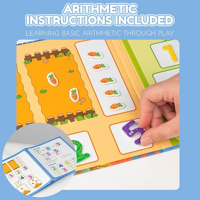 brenzo Magnetic Numbers and Arithmetic Book Set, 96 PCS Math Manipulatives with Addition & Subtraction Games, Number Magnets for Kids Learning, Portable Learning Toys for Homeschool & Classroom