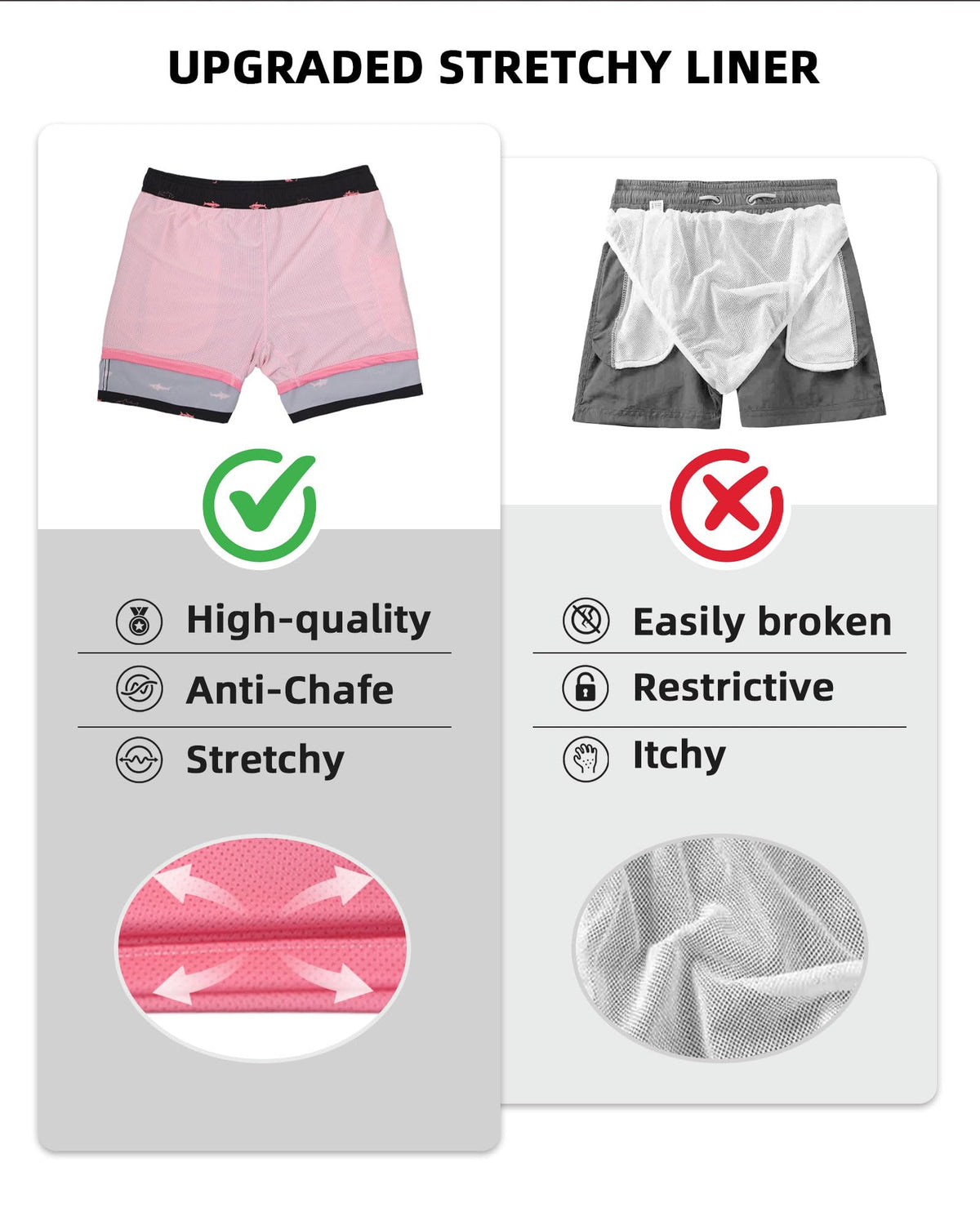 wehaia Mens Swim Trunks with Compression Liner, 7 Inch Quick Dry 2 in 1 Swim Shorts with Zipper Pockets for Summer Beach