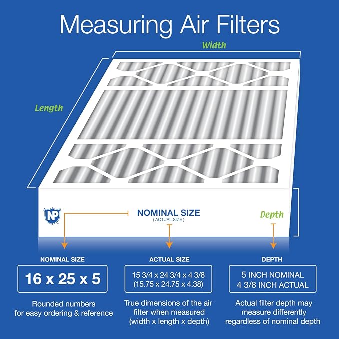 Nordic Pure 16x25x5 Honeywell Replacement Air Filters MERV 13 Plus Carbon 4 Pack