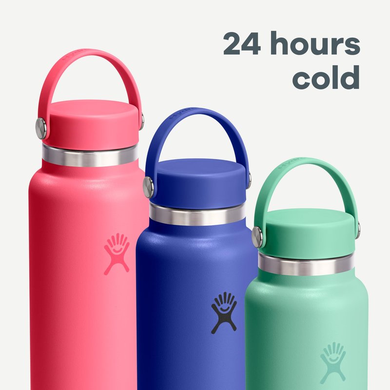 Hydro Flask Water Bottle - Insulated Stainless Steel - Wide Mouth Flex Lid, Non Spill, Leakproof and Refillable in 40 Oz Cloud Pink