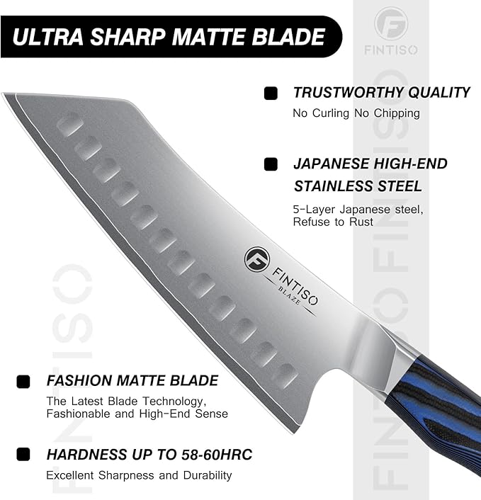 FINTISO 7 Inch Chef Knife,Japanese Ultra Sharp Santoku Knife,2026 New Upgrade High Carbon Stainless Steel Kitchen Knife,Premium G10 Handle,Versatile Cutting for Meat & Veggies