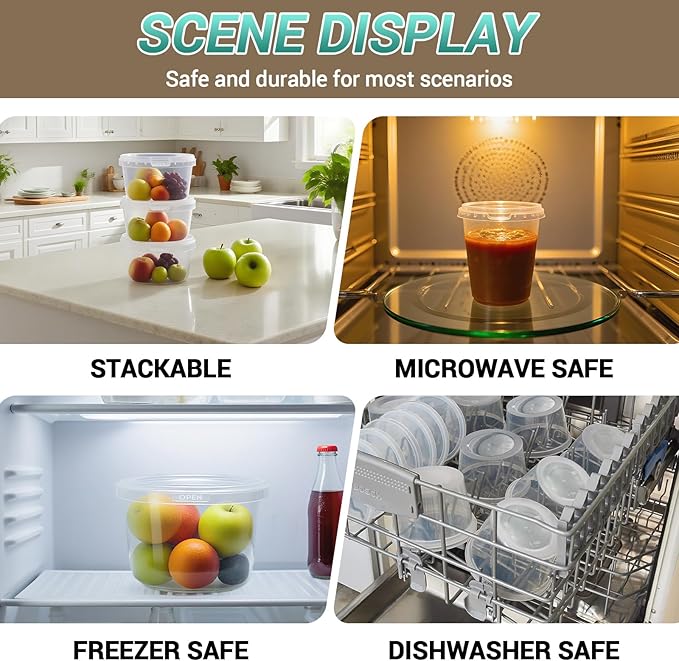 UMETASS Food Storage Containers, 26 Pack 18 oz Freezer Storage Containers with Lids, Leakproof, BPA Free, Microwave & Dishwasher Safe Takeout Container - Ideal for Soup and More