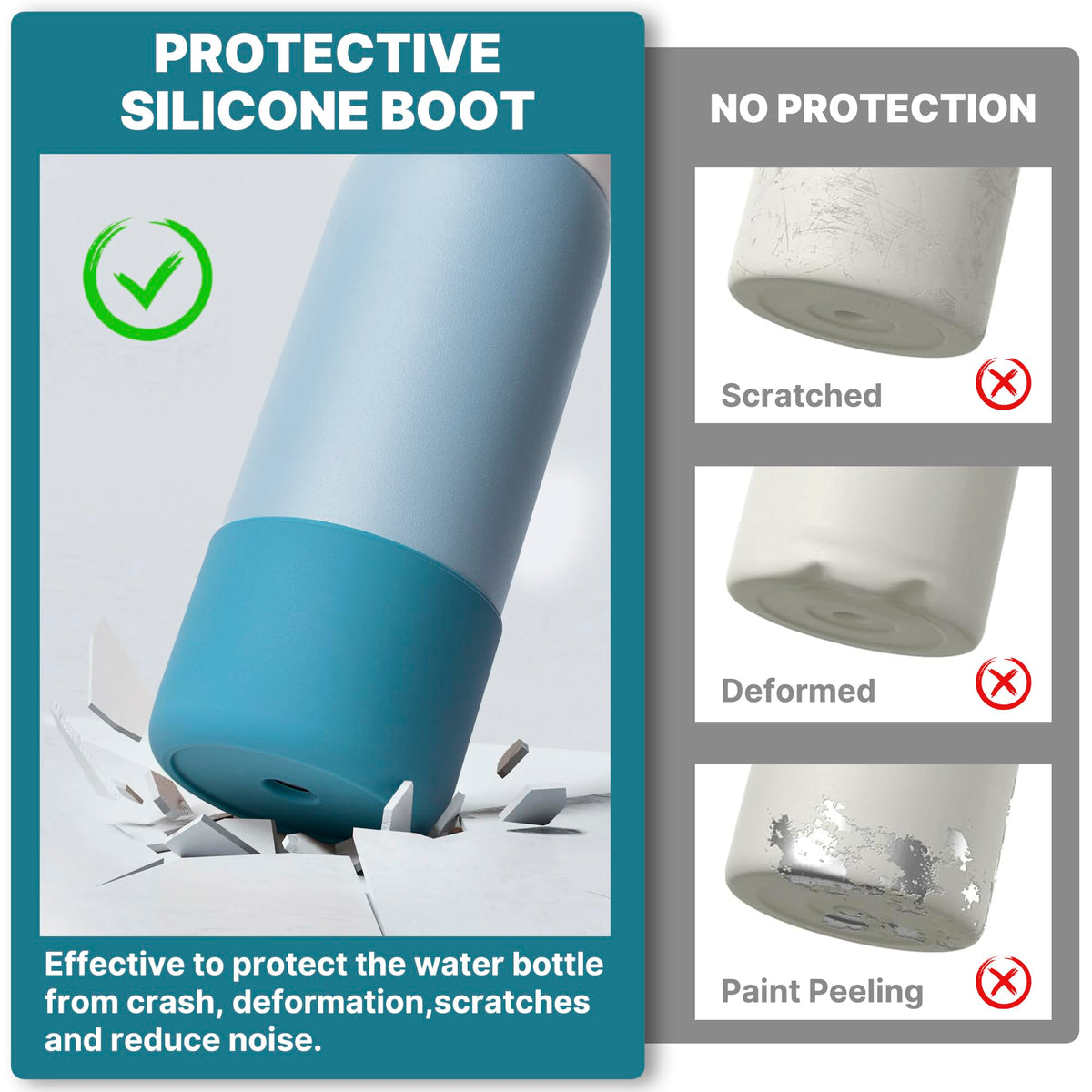 Diumepo Boot for Owala 24 oz, Anti-Slip Protective Sleeve for Owala Twist & FreeSip & Flip Stainless Steel Water Bottle, Silicone Boot Bottom Base for Owala (Denim Blue)