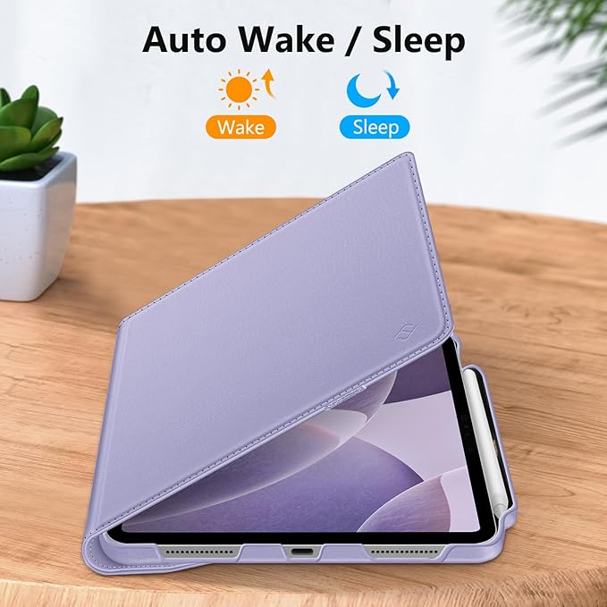 Fintie Rotating Case for iPad Pro 11-inch (M5) 2025 / (M4) 2024 - [Built-in Pencil Holder] 360 Degree Swiveling Smart Stand Protective Cover, Auto Sleep/Wake, Lilac Purple