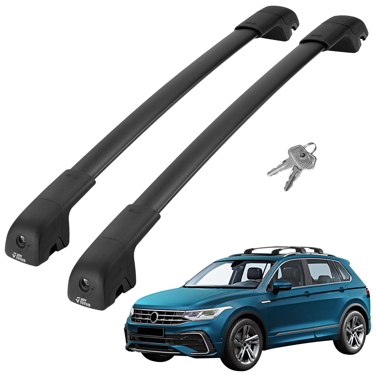JOYTUTUS Lockable Roof Rack Cross Bars Compatible with Volkswagen VW Tiguan 2018-2026(Not for Limited) Taos 2022-2026, Heavy Duty Aluminum Anti-Theft Roof Rails Crossbars Luggage Racks
